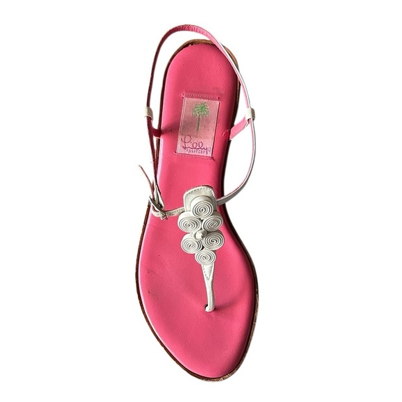 LILLY PULITZER Leather Thong Sandal Coiled Leather Detail Resort White Size 10 - Picture 1 of 9